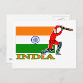 Indiase cricketspeler briefkaart (Voorkant / Achterkant)