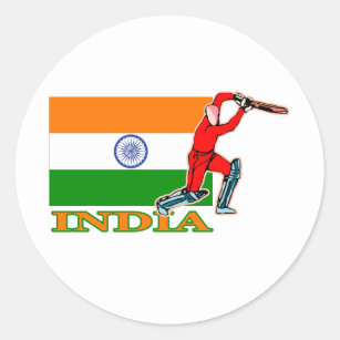 Indiase cricketspeler ronde sticker