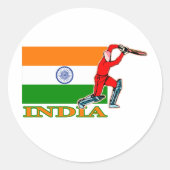 Indiase cricketspeler ronde sticker (Voorkant)