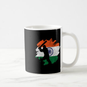 Indiase Cricketspeler Vintage Indiase Vlag Koffiemok