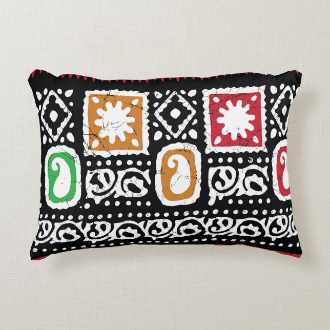 Indiase cultuur: traditionele kunst ontwerp accent kussen (Voorkant)