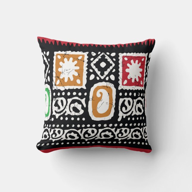 Indiase cultuur: traditionele kunst ontwerp kussen (Voorkant)