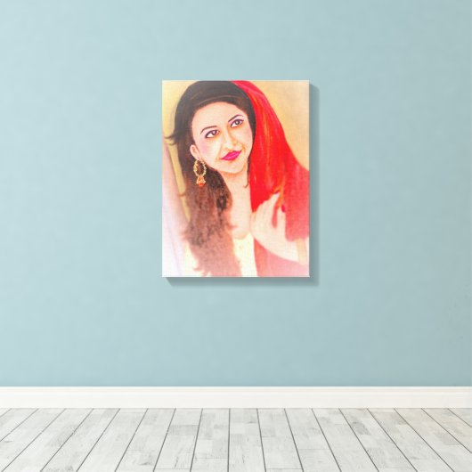 Indiase Dame schilderij Canvas Afdruk (Insitu (Houten vloer))