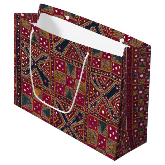 Indiase decoratieve kunstprint groot cadeauzakje (Voorkant Gekanteld)