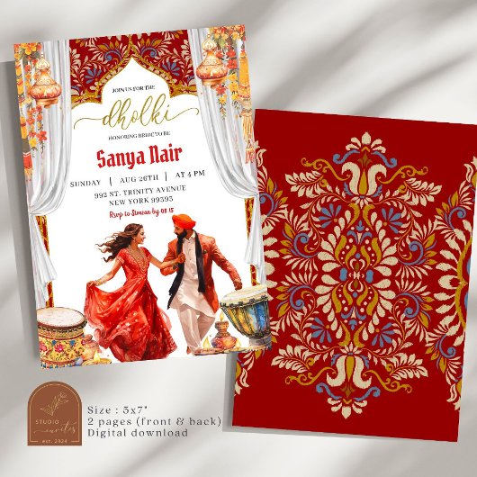 Indiase Dholki Night Sangeet Bruiloft Kaart
