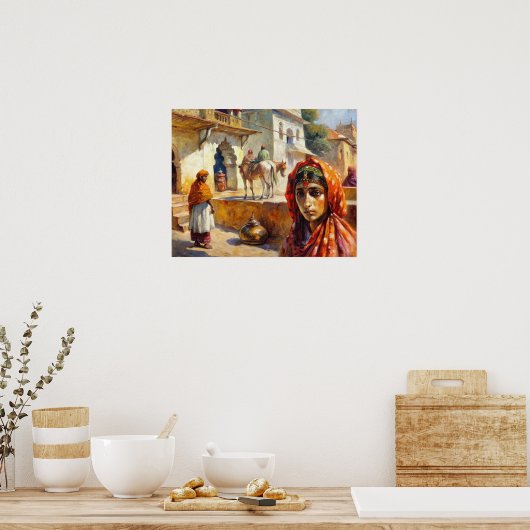  Indiase dorpsscène Poster (Keuken)