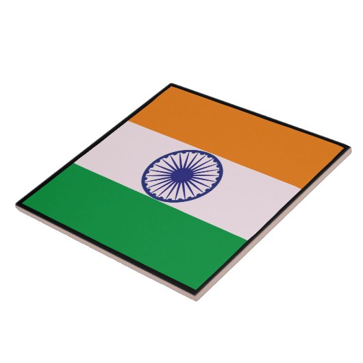 Indiase driekleurige vlag "Tiranga" met grens Tegeltje (Zijkant)