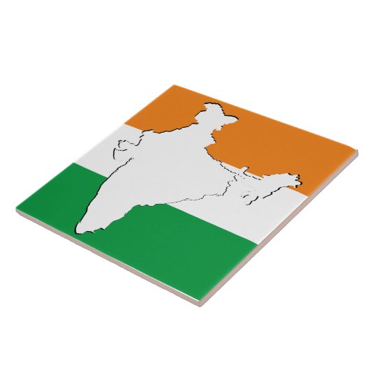 Indiase driekleurige vlag "Tiranga" op India kaart Tegeltje (Zijkant)