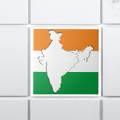 Indiase driekleurige vlag "Tiranga" op India kaart Tegeltje