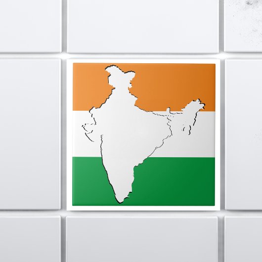 Indiase driekleurige vlag "Tiranga" op India kaart Tegeltje