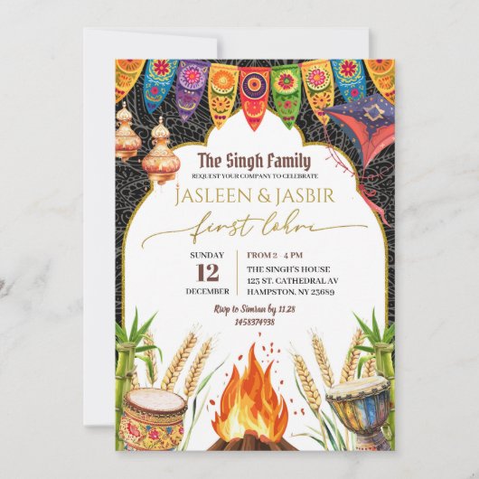 Indiase Eerste Lohri Huwelijksbrandstapel Kaart (Voorkant)