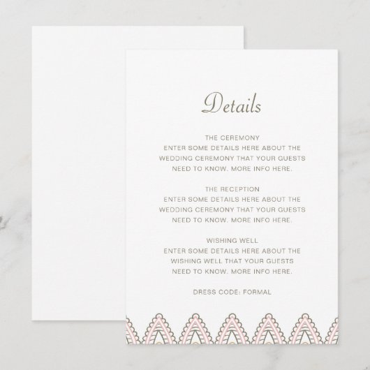 Indiase Elegant Mehndi Hindoe bruiloft Details Informatiekaartje (Voorkant / Achterkant)