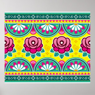 Indiase en Pakistaanse truckkunst naadloos lange h Poster