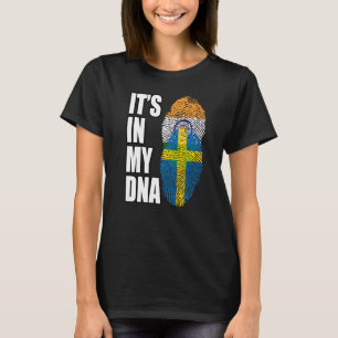 Indiase en Zweedse Mix DNA-vlag Erfgoed Premium T-shirt