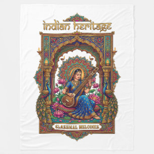 Indiase Erfgoed: Klassieke Muzikant Veena Kunst Fleece Deken