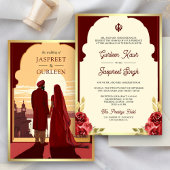Indiase etnische rode Anand Karaj Sikh bruiloft Kaart