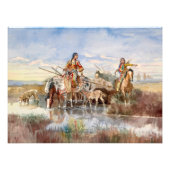 Indiase familie met Travois door Charles M. Russel Foto Afdruk (Voorkant)