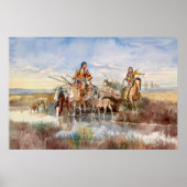 Indiase familie met Travois door Charles M. Russel Poster (Voorkant)