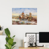 Indiase familie met Travois door Charles M. Russel Poster (Thuiskantoor)