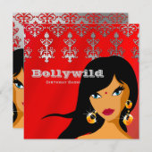 Indiase feestuitnodiging Zilver Rode Bindi Kaart (Voorkant / Achterkant)