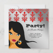 Indiase feestuitnodiging Zilver Rode Bindi Kaart (Achterkant)