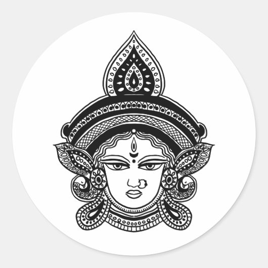 Indiase Festival Durga Maa Hindu God Ronde Sticker (Voorkant)