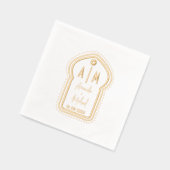 Indiase Folie Stampte servetten met monogrammen. (Links)