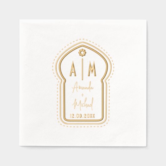 Indiase Folie Stampte servetten met monogrammen. (Voorkant)