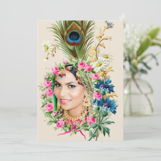 Indiase foto bruids douche uitnodiging (Staand voorkant)