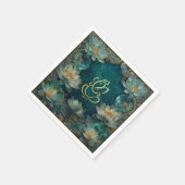 Indiase Ganesh Green Gold traditionele Lotus bruil Servet (Hoek)