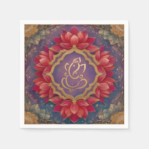 Indiase Ganesh Paarse Lotus bruiloft Servet