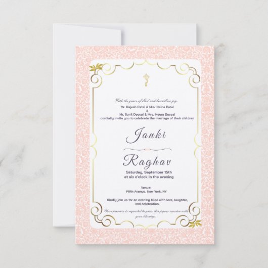 Indiase ganesha minimalistische bruiloft uitnodigi kaart (Voorkant)