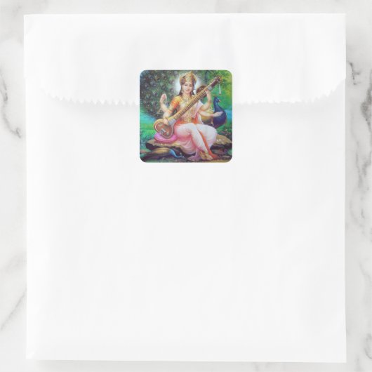 Indiase god vierkante sticker (Tas)