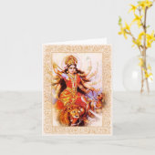 Indiase goden / Ma Durga - Notecard Kaart (Gele Bloem)