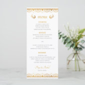 Indiase gouden patroon huwelijksdiner menu (Staand voorkant)