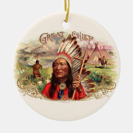  Indiase grote chef sigaar doos Keramisch Ornament (Voorkant)