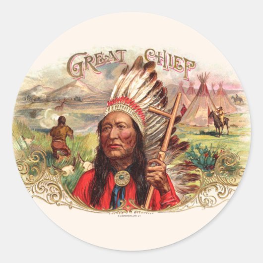  Indiase grote chef sigaar doos Ronde Sticker (Voorkant)