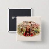  Indiase grote chef sigaar doos Vierkante Button 5,1 Cm (Voorkant /achterkant)