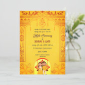 Indiase Haldi Ceremonie Hindoe-Echtpaar Koninklijk Kaart (Staand voorkant)