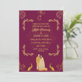 Indiase Haldi Ceremonie Hindoe Koppel Goudkleurig Kaart (Staand voorkant)