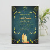 Indiase Haldi Ceremonie Hindoe Koppel Goudkleurig Kaart (Staand voorkant)