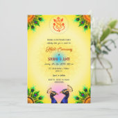 Indiase Haldi Ceremonie Hindoe Koppel Pauw Kaart (Staand voorkant)