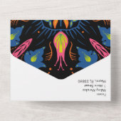 Indiase Hand getrokken Bloemen Olifant Medallion All In One Uitnodiging (Achterkant)