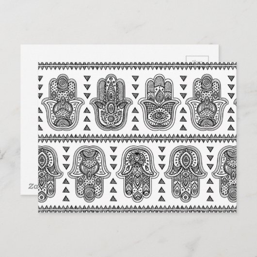 Indiase hand getrokken hamsa doedel briefkaart (Voorkant / Achterkant)