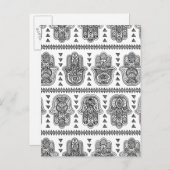 Indiase hand getrokken hamsa doedel briefkaart (Voorkant / Achterkant)