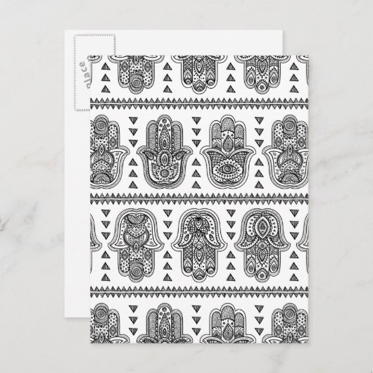 Indiase hand getrokken hamsa doedel briefkaart (Voorkant / Achterkant)