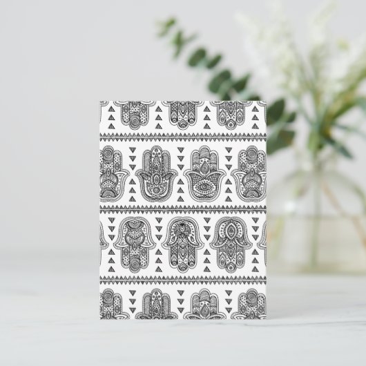 Indiase hand getrokken hamsa doedel briefkaart (Staand voorkant)