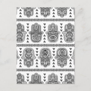 Indiase hand getrokken hamsa doedel briefkaart