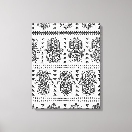 Indiase Hand getrokken Hamsa Doodle 6 Canvas Afdruk (Voorkant)