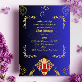 Indiase Hindoe Boy Dhoti Ceremony Pancha Kattu Inv Kaart